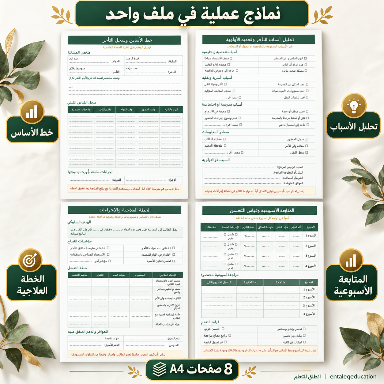 الخطة العلاجية للحد من التأخر الصباحي للطلاب | 8 صفحات PDF وWord - الصورة 2