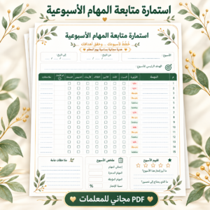مخطط أسبوعي لمتابعة المهام | PDF مجاني للمعلمين